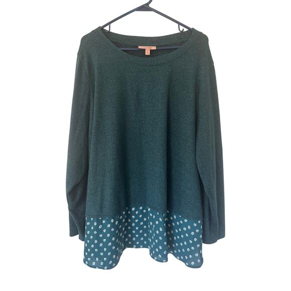 EVRI Plus‎ Size Polka Dot Blouse Spring Green with Shimmer 3x - Picture 1 of 5